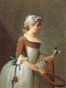 Jean Baptiste Simeon Chardin girl with shuttlecock oil painting reproduction